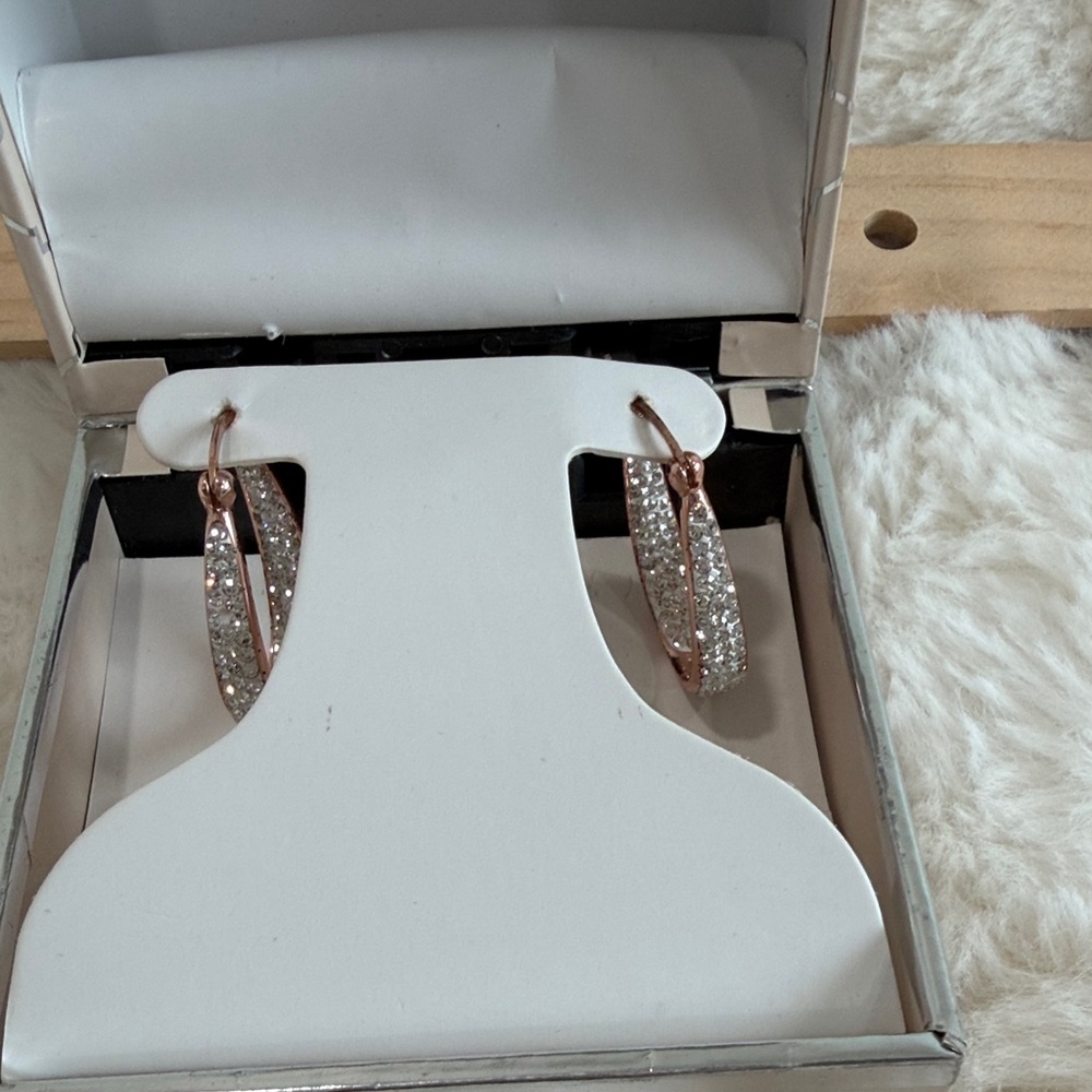 Elegant Rose Gold and Silver Hoop Earrings